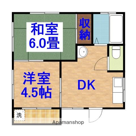 フクハラハイツB(2DK/2階)の間取り写真