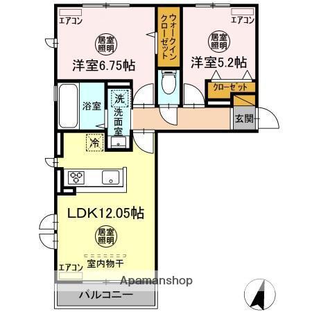 レイワンB(2LDK/3階)の間取り写真