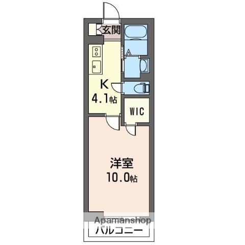 フルールⅡ(1K/3階)の間取り写真