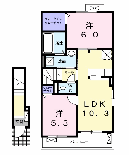 アンジュ レーヴ Ⅰ(2LDK/2階)の間取り写真