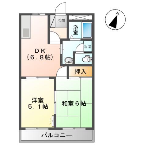 サンヒルズ(2DK/2階)の間取り写真