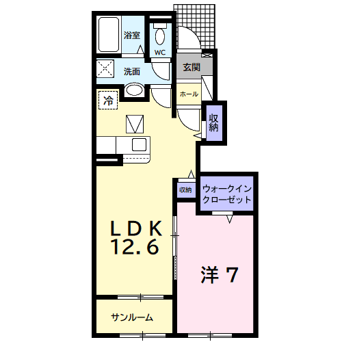 エスペランサ(1LDK/1階)の間取り写真