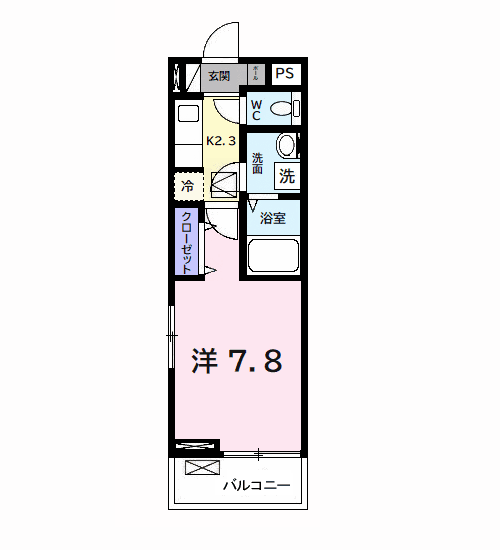 風みどりの家(1K/1階)の間取り写真