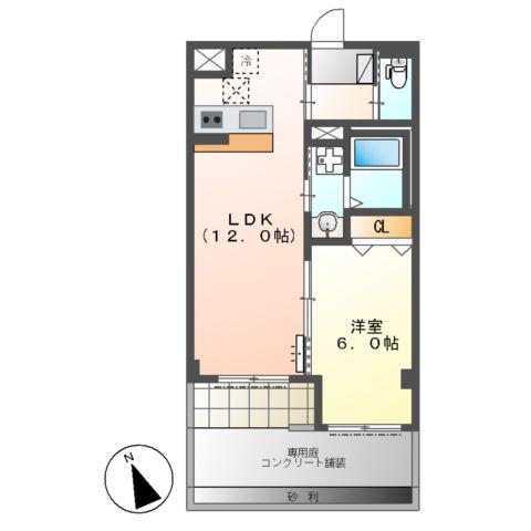 メルヴェール・コリーヌ(1LDK/1階)の間取り写真