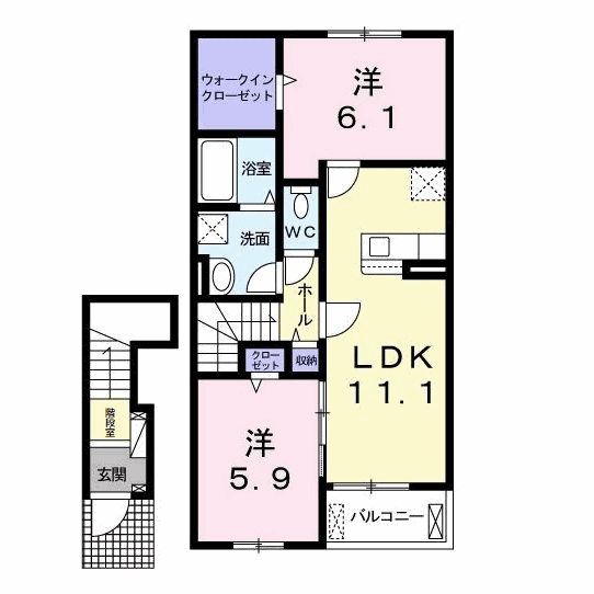 ALIVIO A(2LDK/2階)の間取り写真