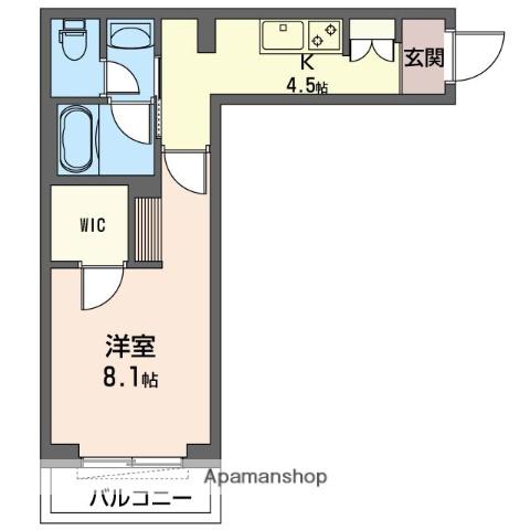 ウエスト ドミール(1K/3階)の間取り写真
