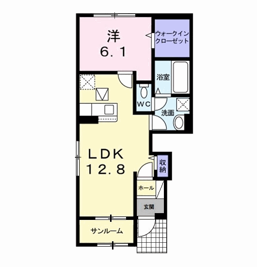 グレイスⅠ(1LDK/1階)の間取り写真