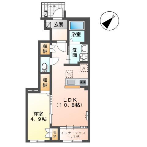 エバー・プレイス(1LDK/1階)の間取り写真