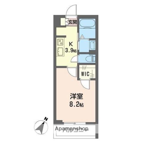 内房線 姉ケ崎駅 徒歩7分 3階建 築2年(1K/3階)の間取り写真