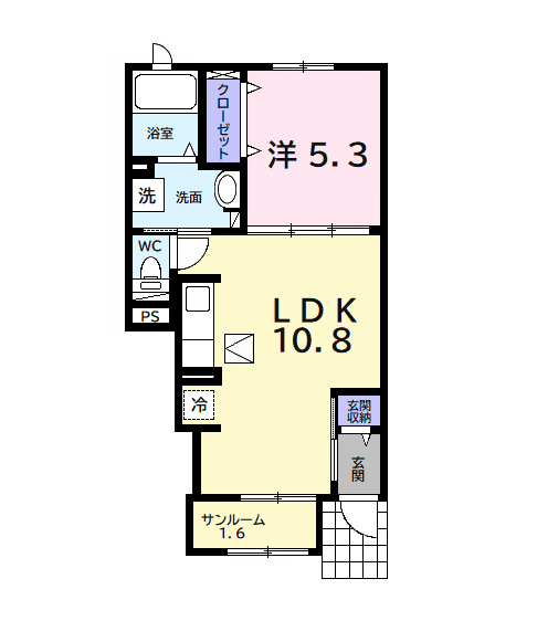 アルーシャ・I(1LDK/1階)の間取り写真