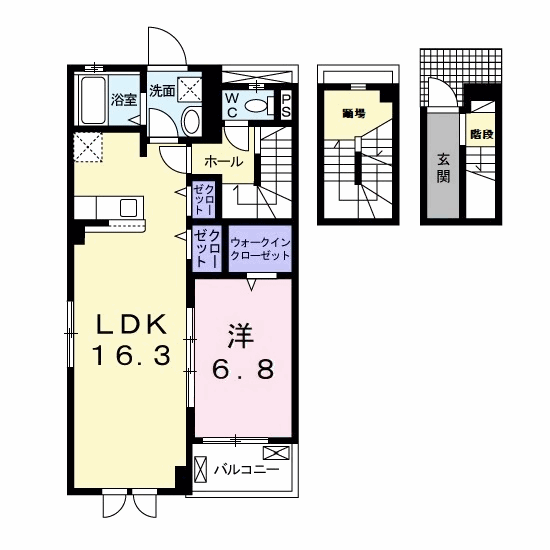 ル トレフル(1LDK/3階)の間取り写真