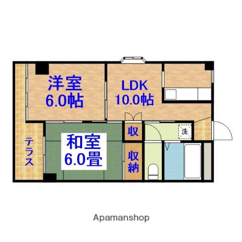 ディアコート東金(2LDK/1階)の間取り写真