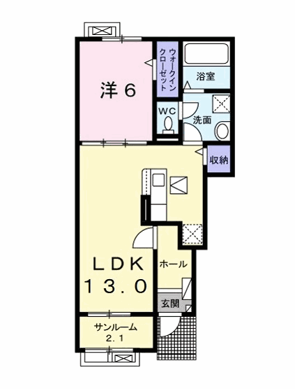 GRACE MOBARA A(1LDK/1階)の間取り写真