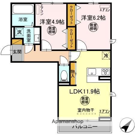 ラシーヌ(2LDK/2階)の間取り写真