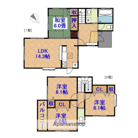 内房線 蘇我駅 徒歩11分 2階建 築22年(4LDK)の間取り写真