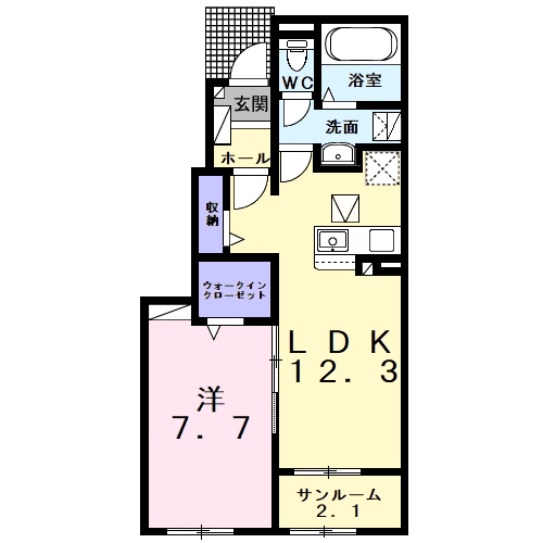 ポルテ ボヌールⅠ(1LDK/1階)の間取り写真