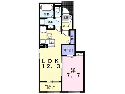 早野アパート2(1LDK/1階)の間取り写真