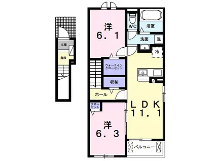 早野アパート2(2LDK/2階)の間取り写真