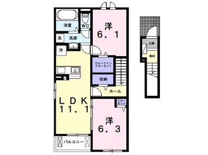 早野アパート2(2LDK/2階)の間取り写真