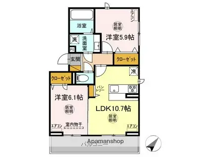 パストラル(2LDK/2階)の間取り写真