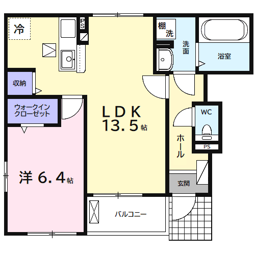 モンレーヴA(1LDK/1階)の間取り写真