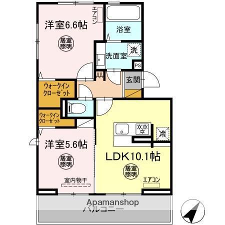 ルミエール五井・Ⅱ(2LDK/3階)の間取り写真