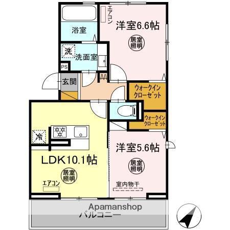 ルミエール五井・Ⅱ(2LDK/2階)の間取り写真