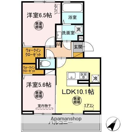 ルミエール五井・Ⅱ(2LDK/2階)の間取り写真