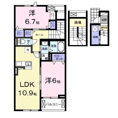 サンリット ヒル(2LDK/3階)の間取り写真