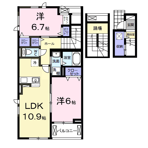 サンリット ヒル(2LDK/3階)の間取り写真