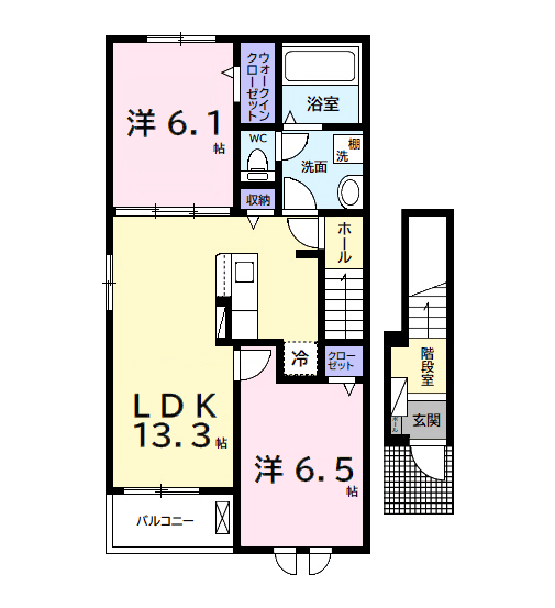 プラシード(2LDK/2階)の間取り写真