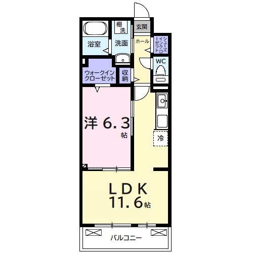 リバーサイドⅡ(1LDK/2階)の間取り写真