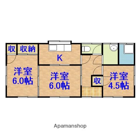 内房線 五井駅 バス乗車時間：8分 出津バス停で下車 徒歩5分 1階建 築41年(3DK)の間取り写真