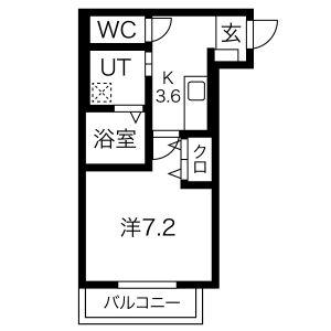 プラザドゥシャレー(1K/3階)の間取り写真