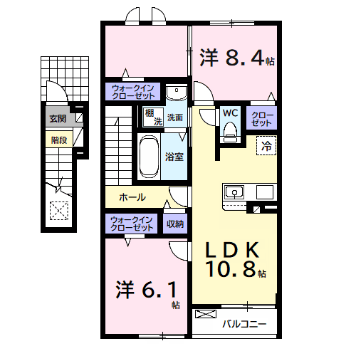 スリー・サークル(2LDK/2階)の間取り写真