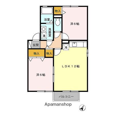 アルトインテルノ(2LDK/1階)の間取り写真