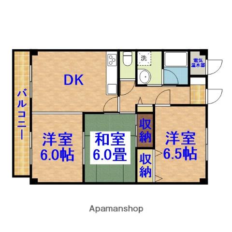 五井アパート1(3DK/2階)の間取り写真