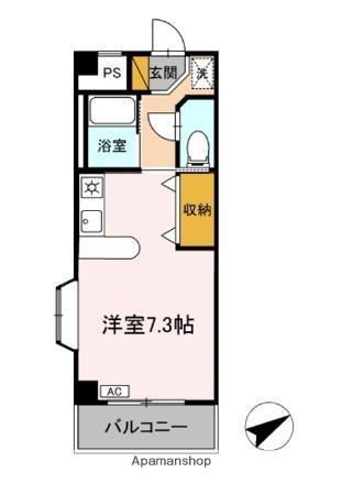 ハイムカメリア(ワンルーム/2階)の間取り写真