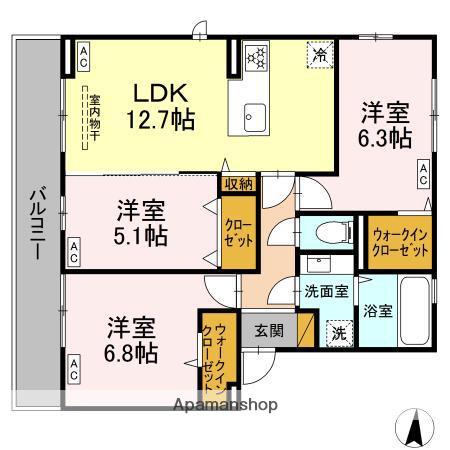 D-ROOM若草(3LDK/2階)の間取り写真
