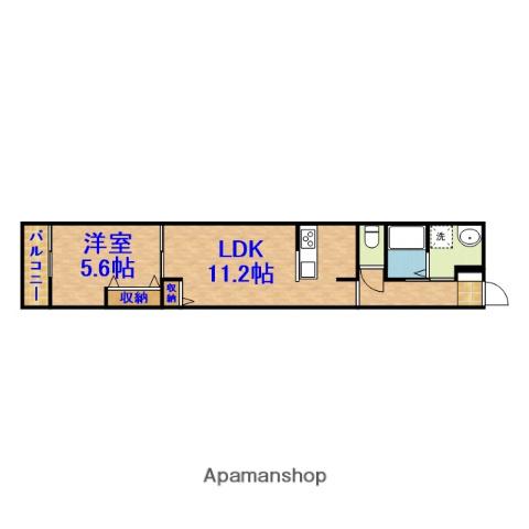 LIKES仁戸名町 A棟(1LDK/3階)の間取り写真