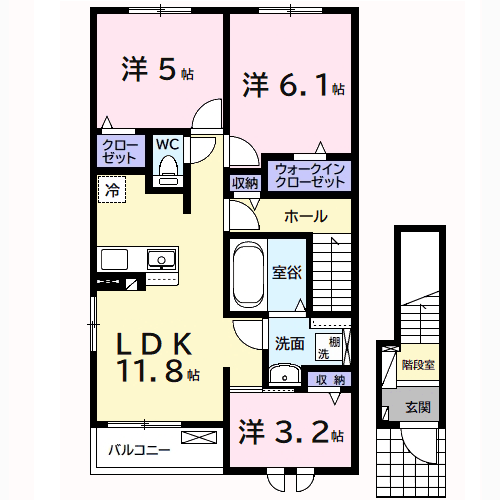 ドリーマーⅠ(3LDK/2階)の間取り写真