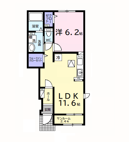 ドリーマーⅢ(1LDK/1階)の間取り写真