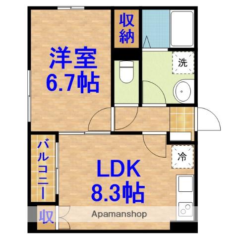 アルプス(1LDK/1階)の間取り写真
