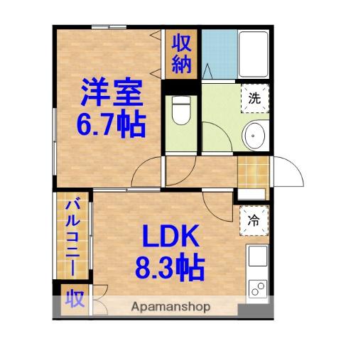 アルプス(1LDK/2階)の間取り写真