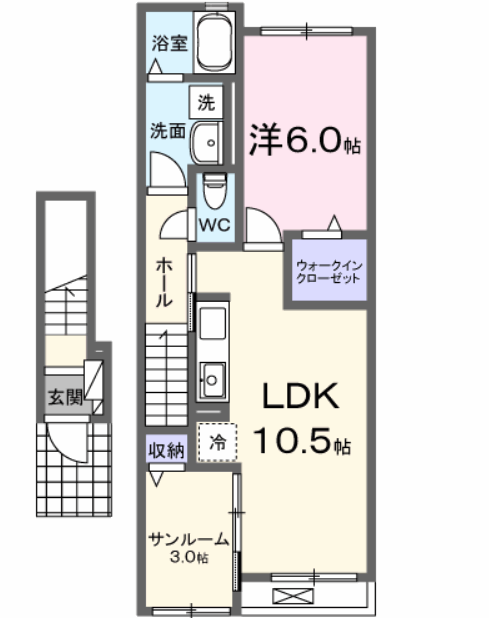 ヴィーナス(1LDK/2階)の間取り写真