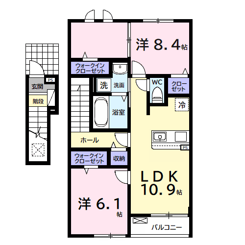 コンフォート アークA(2LDK/2階)の間取り写真