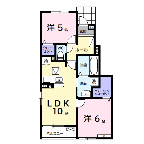 コンフォート アークA(2LDK/1階)の間取り写真