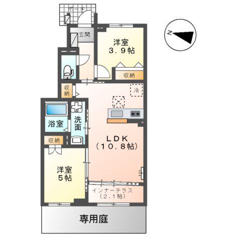 ベルスーズ(2LDK/1階)の間取り写真