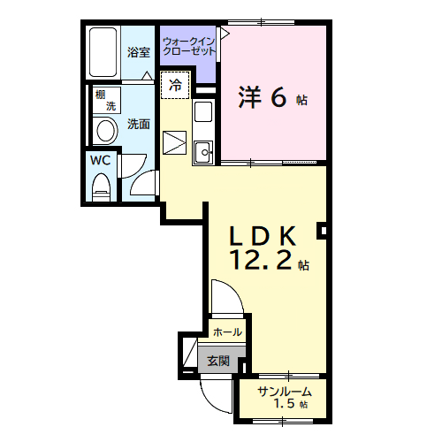 デルーナⅠ(1LDK/1階)の間取り写真