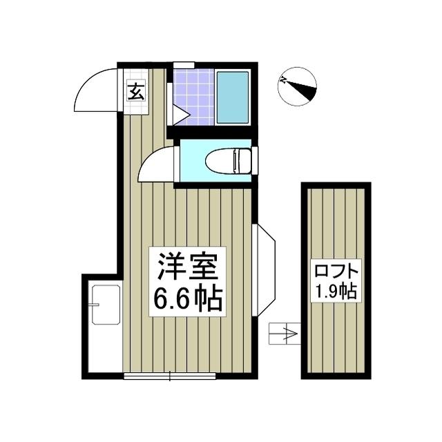 シャトー青葉(1K/1階)の間取り写真